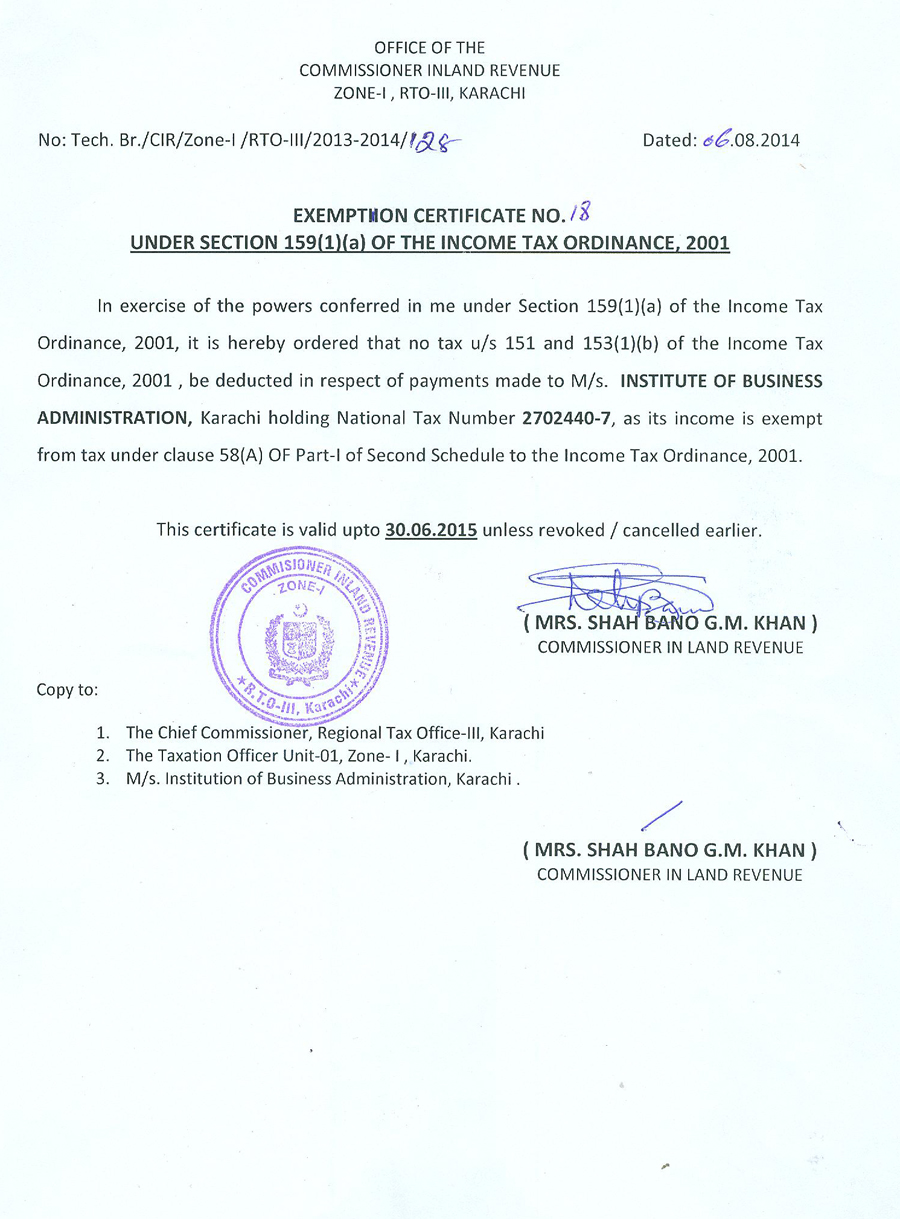 TAX Exemption Certificate