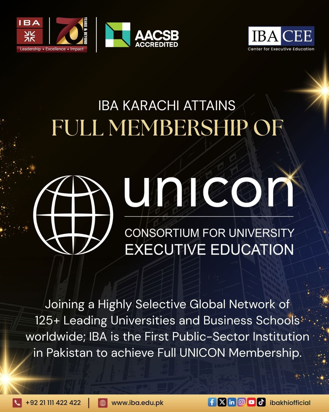 IBA Karachi Attains Full Membership of UNICON