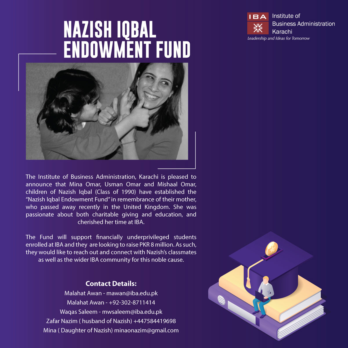'Nazish Iqbal Endowment Fund' set up to support deserving students