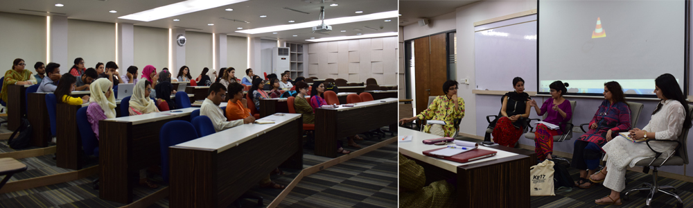 A session on Politics of Art, Public Space, and the Karachi Biennale held at the IBA