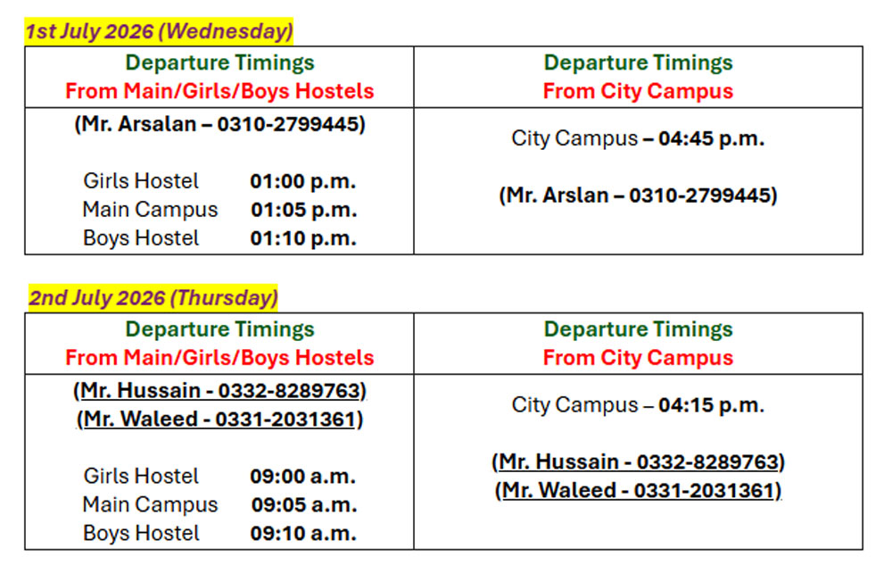 Shuttle Service Timing